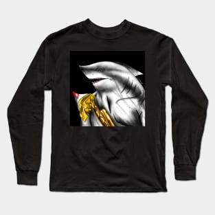 the mighty white shark in gold armor Long Sleeve T-Shirt